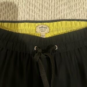 Wilfred Black Silk Drawstring Cropped Pants